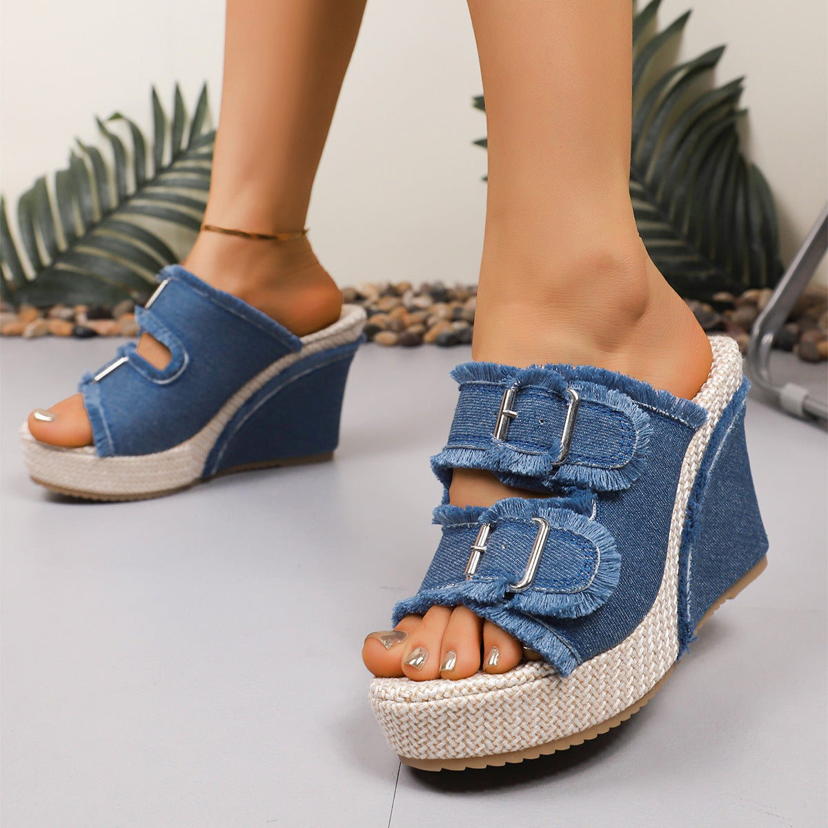 Espadrille Wedge Denim Sandals