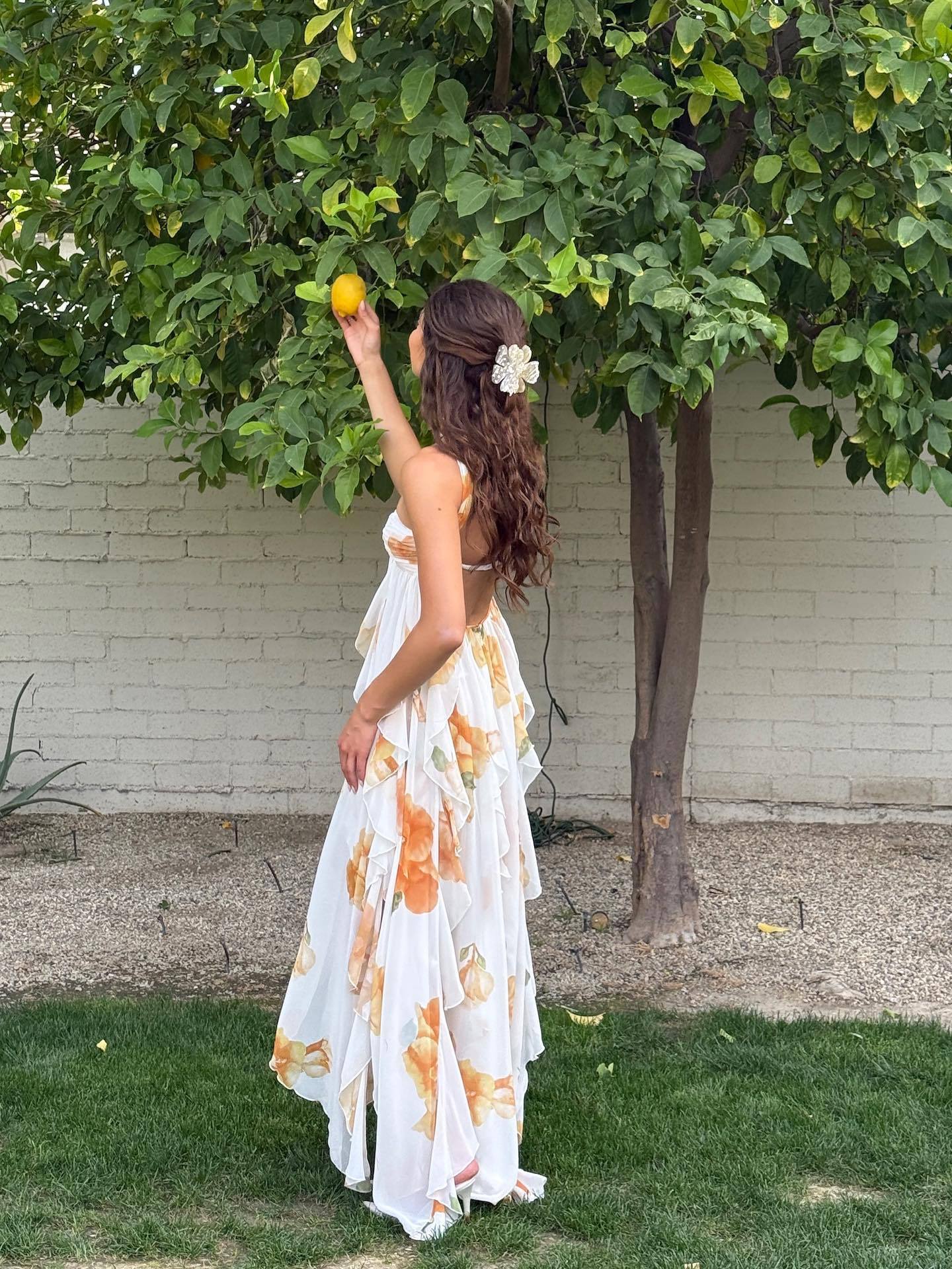 Floral Chiffon Halter Neck Ruched Bust Tiered Maxi Dress - Wedding Guest