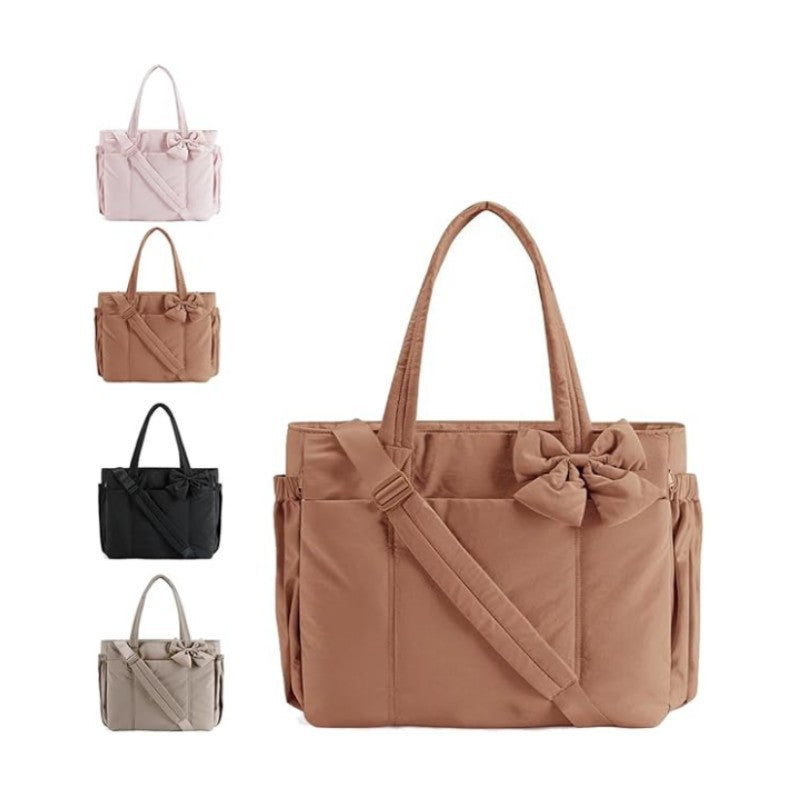Crush Bow Compact Carrier Bag With Multiple Compartments