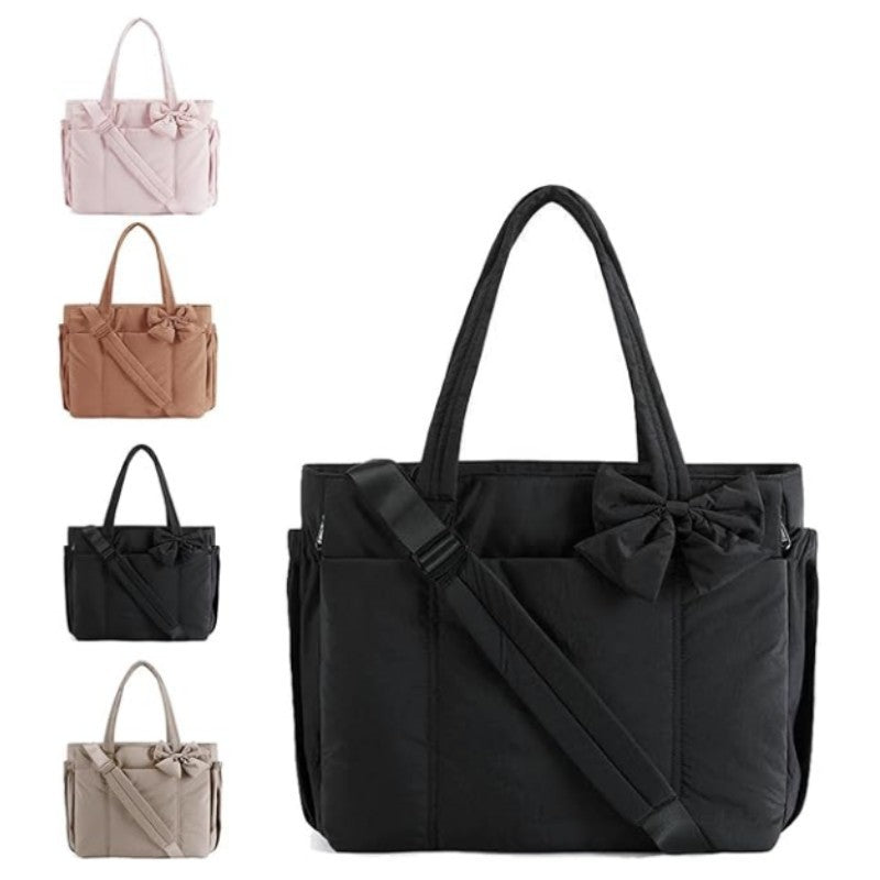 Crush Bow Compact Carrier Bag With Multiple Compartments