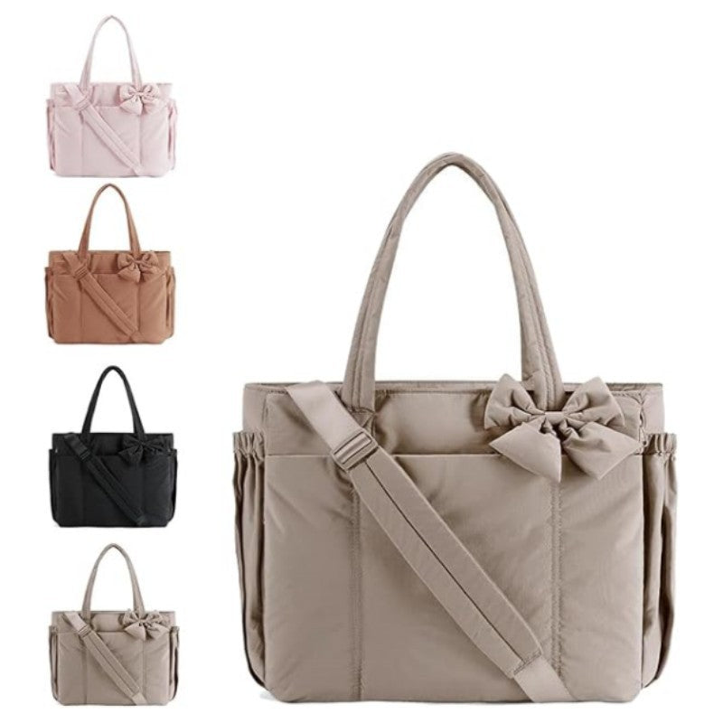 Crush Bow Compact Carrier Bag With Multiple Compartments