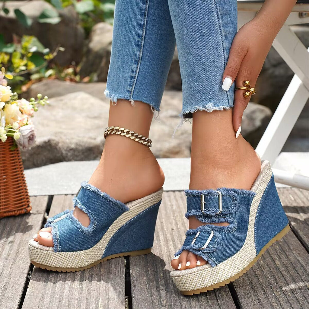 Espadrille Wedge Denim Sandals