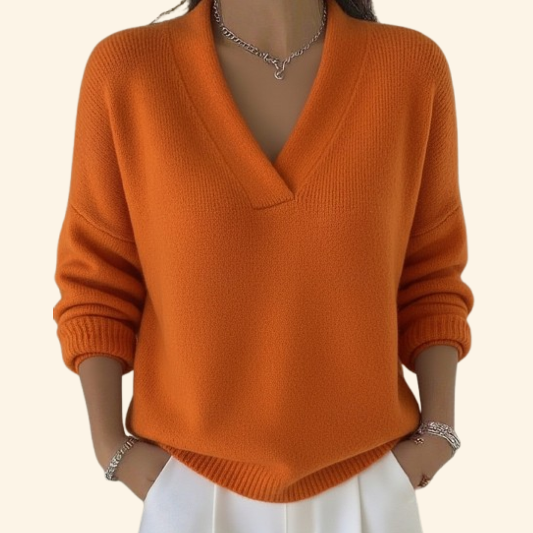 Auvie | Women's Oversized V-Neck Sweater