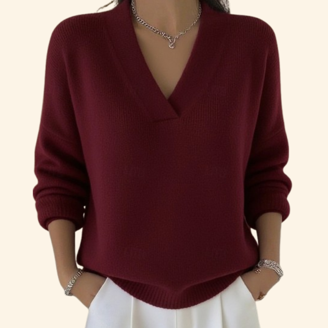 Auvie | Women's Oversized V-Neck Sweater