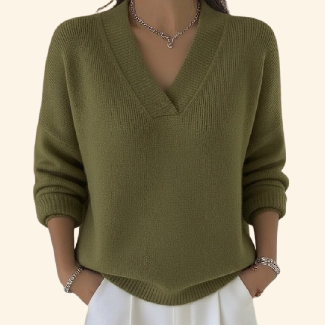 Auvie | Women's Oversized V-Neck Sweater