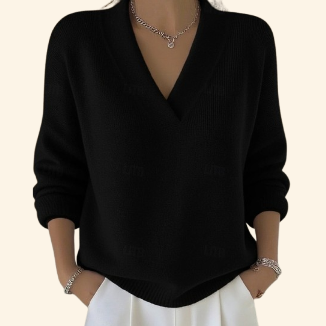 Auvie | Women's Oversized V-Neck Sweater