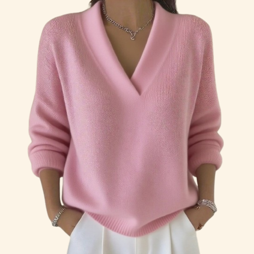 Auvie | Women's Oversized V-Neck Sweater