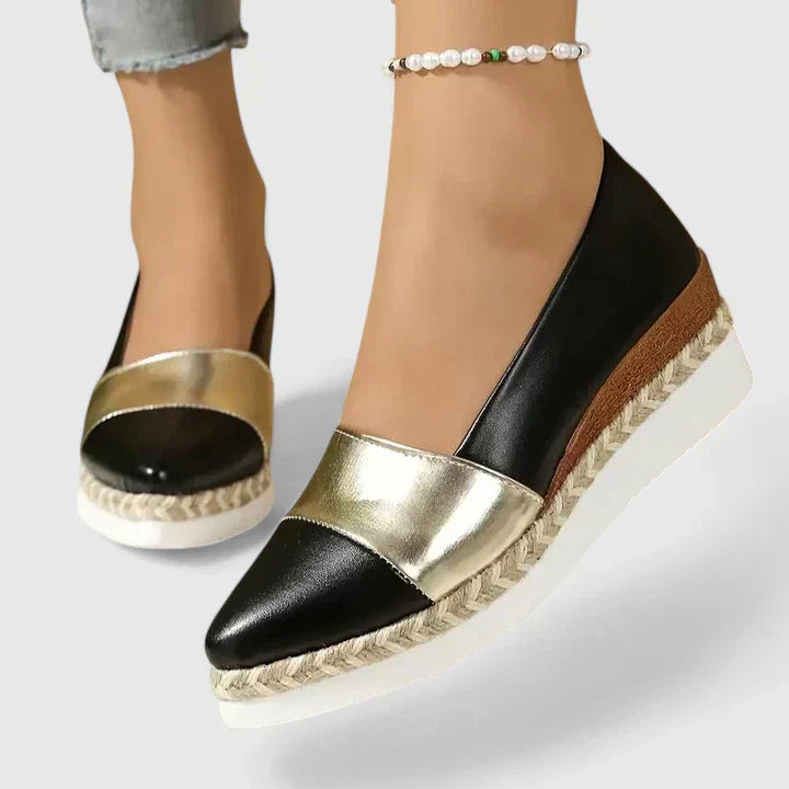 Metallic Colourblock Slip On Espadrille Platform Loafers