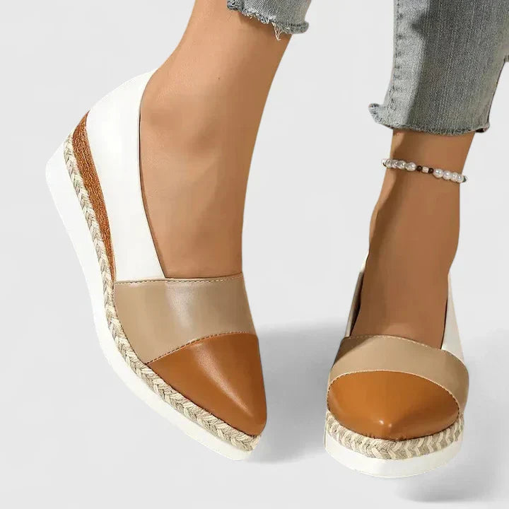 Metallic Colourblock Slip On Espadrille Platform Loafers