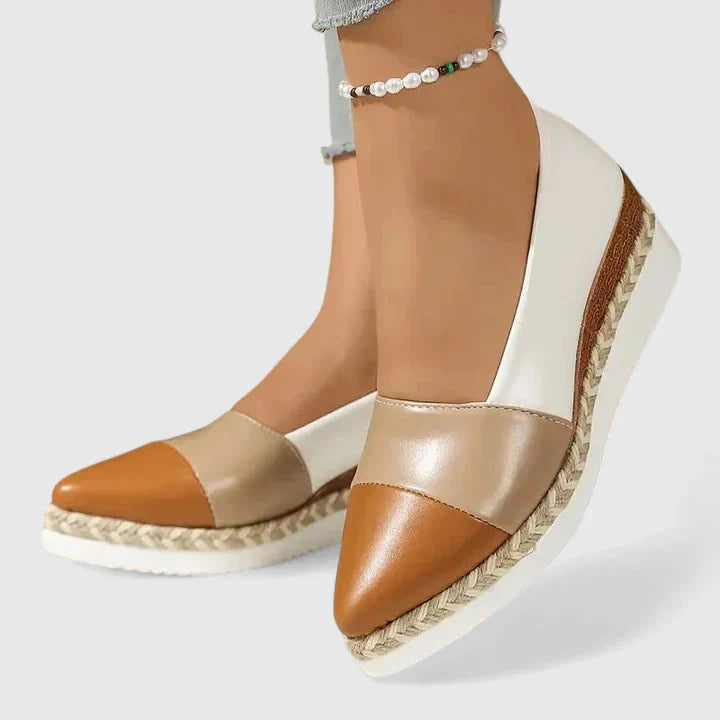 Metallic Colourblock Slip On Espadrille Platform Loafers