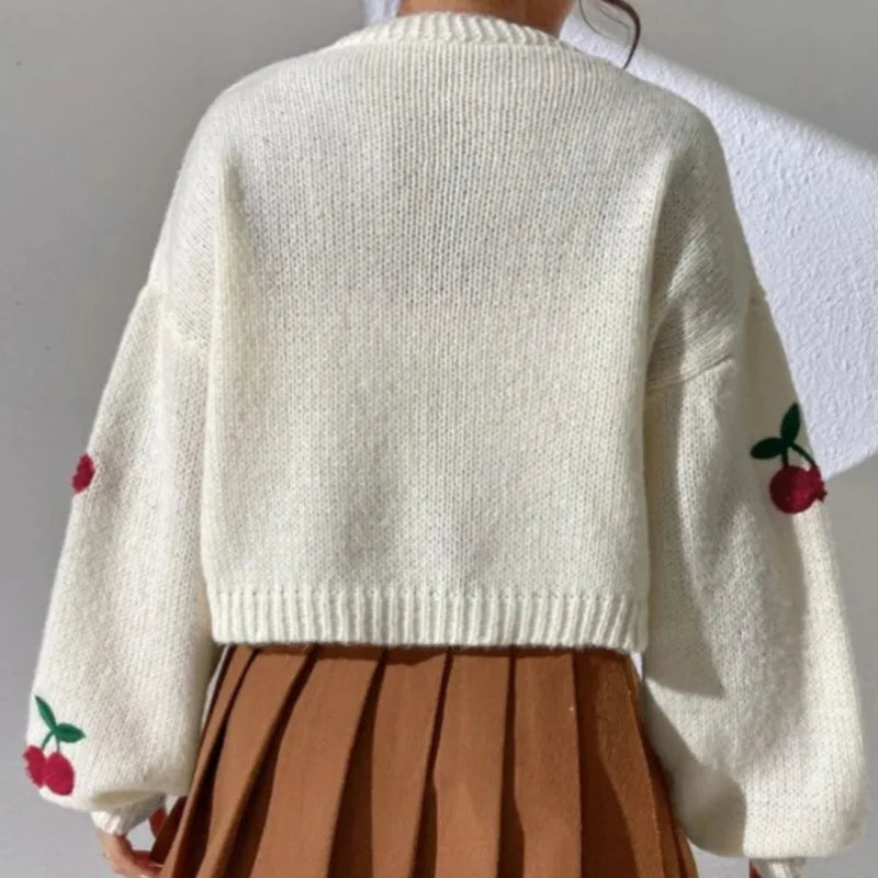 Red Stitching Baggy Full Sleeve Informal Knit Cardigan – view 5