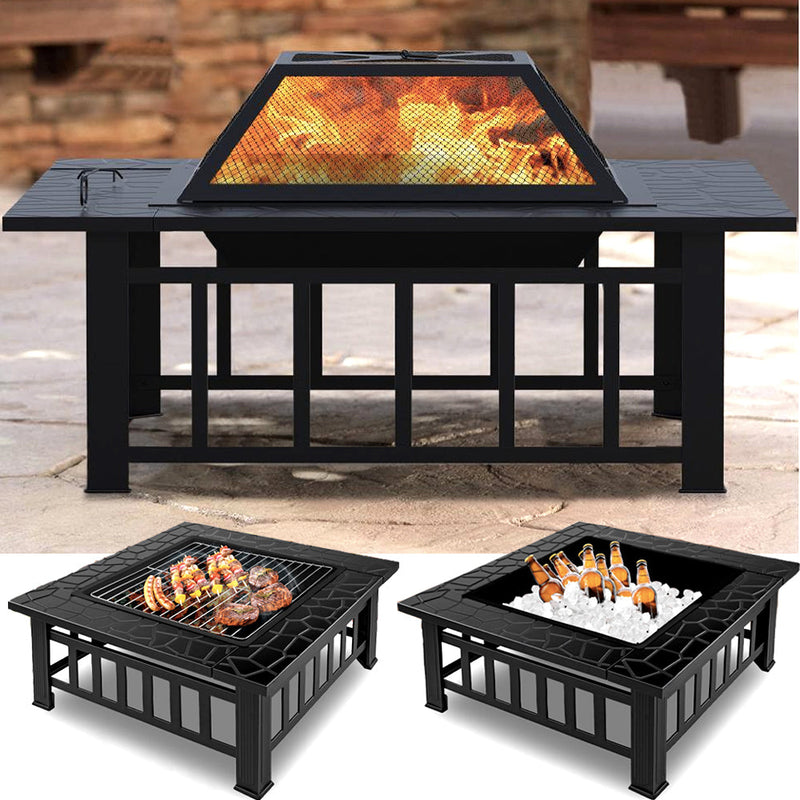 3 in 1 Wood Burning Outdoor Fire Pit - Patio Wood Fireplace