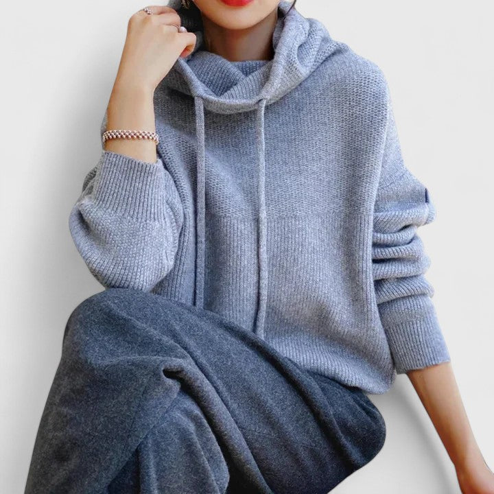 Tin | Women's Cowl Neck Sweater with Drawstring Collar