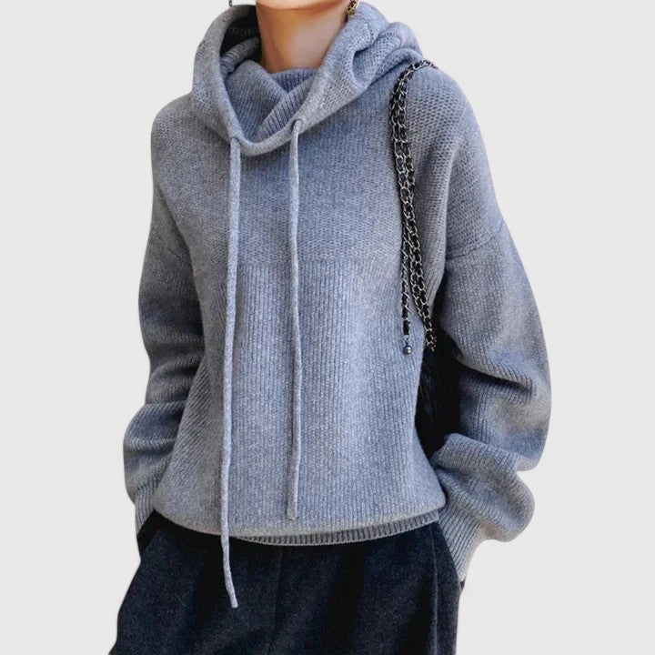 Tin | Women's Cowl Neck Sweater with Drawstring Collar