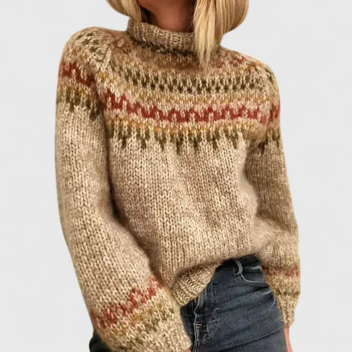 Corinthya | Women's Fair Isle Turtleneck Sweater
