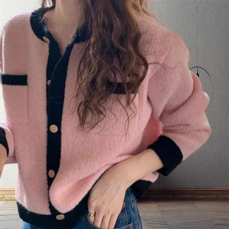 Patchwork Solemn Breasted Knit Prolonged Sleeve Cardigan – view 7