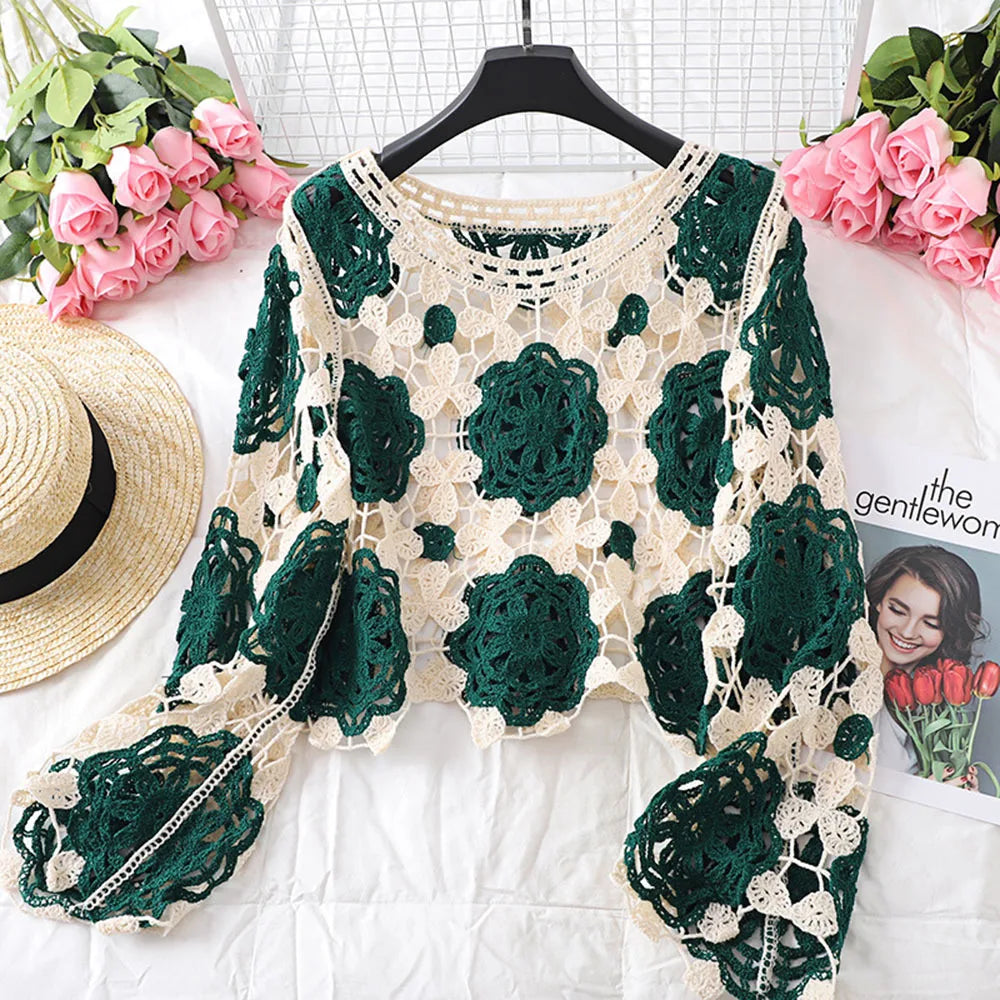Multihued Y2K Baggy Crochet Knit Cardigan – view 6