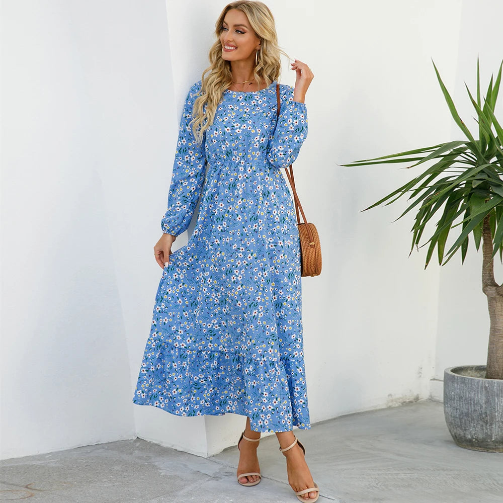 Free-spirited Women’s Chiffon Floral Maxi Dress