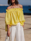 Frilled Off-Shoulder Monochrome Style Blouse