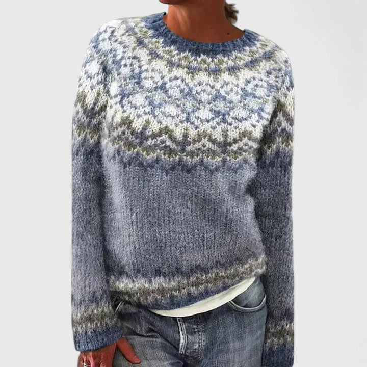 Elyvianne | Women's Fair Isle Crew Neck Sweater