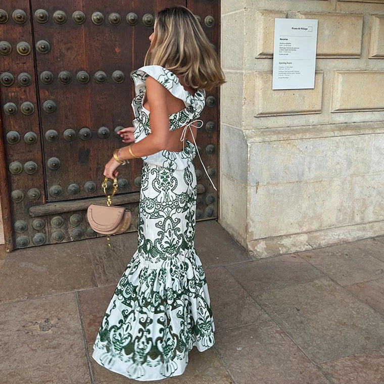 Antique Cotton Flowery Bohemian Dress – view 2