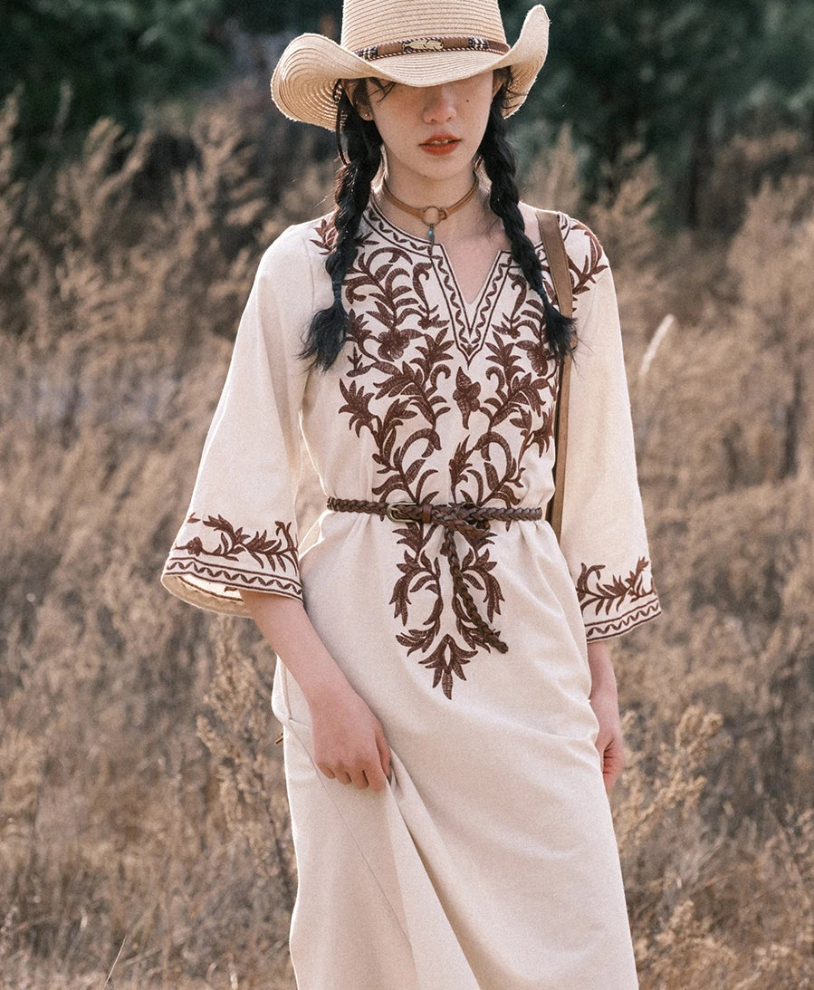 Soft Linen Flowery Bohemian Dress – view 2