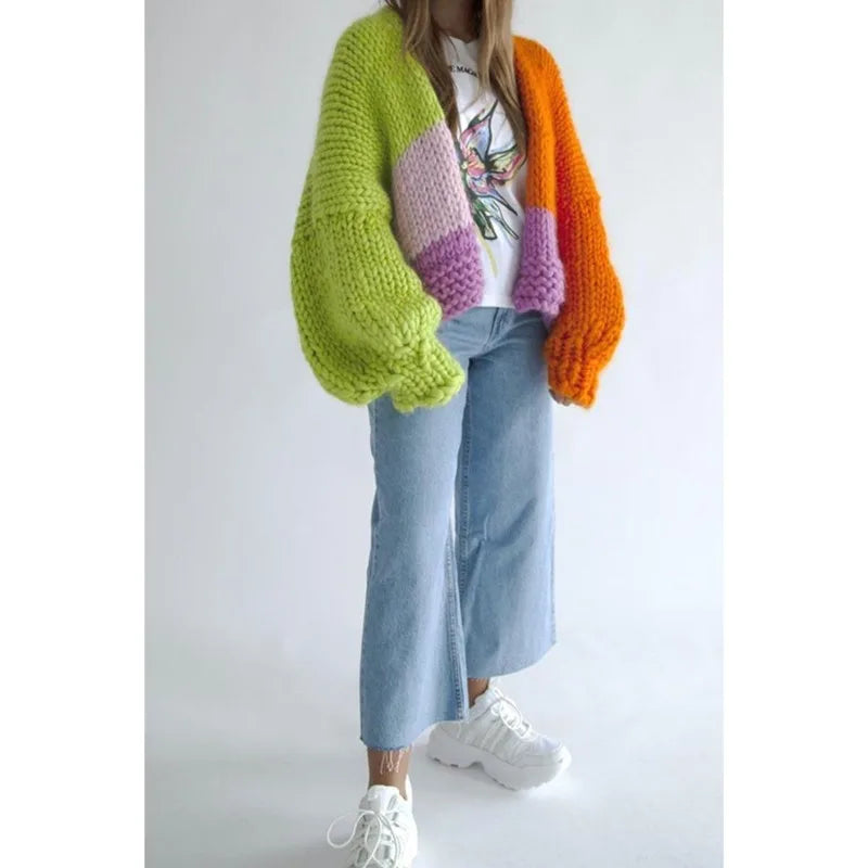 Vivid Yarn V-Neck Traveler Knit Cardigan