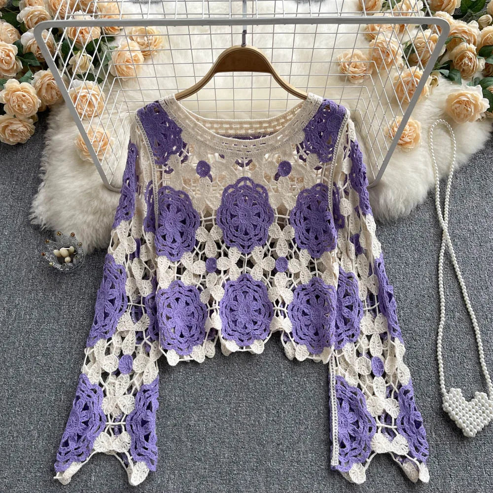 Multihued Y2K Baggy Crochet Knit Cardigan – view 9