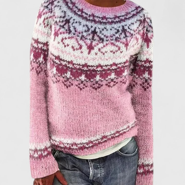 Elyvianne | Women's Fair Isle Crew Neck Sweater