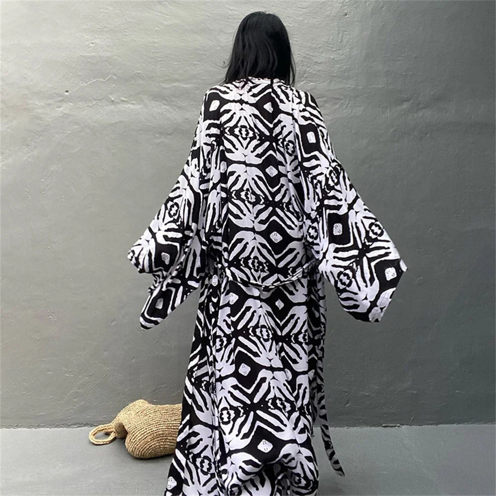 Soft Rayon Patterned Self Tied Long Bohemian Wrap