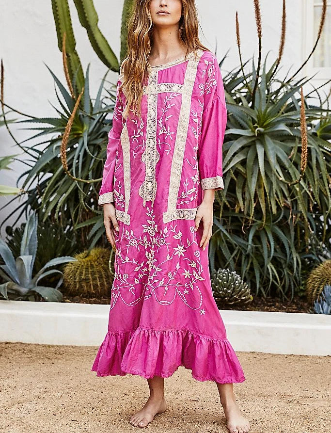 Soft Rayon Long Sleeve Bohemian Dress