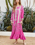 Soft Rayon Long Sleeve Bohemian Dress