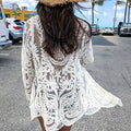 Ivory Lace Kimono Hippie Swimsuit Cover up
