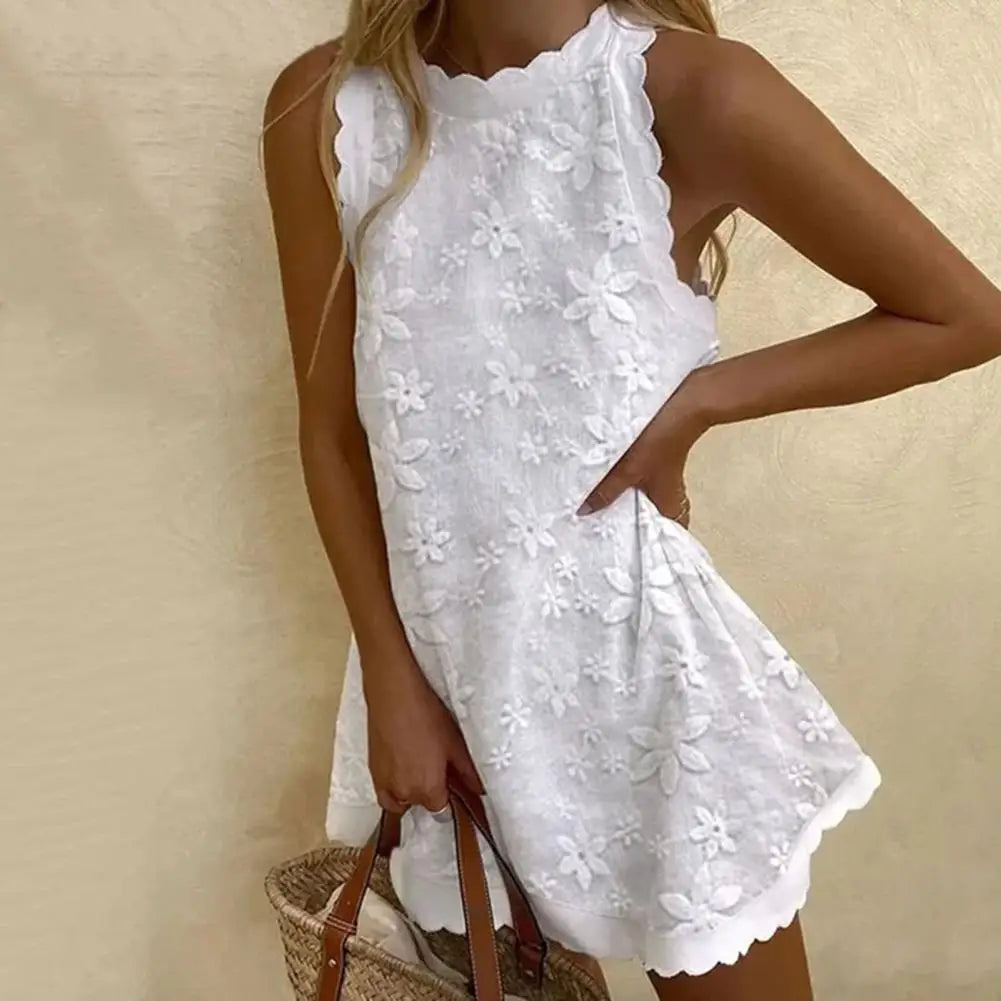 Botanical Off-The-Shoulder Stitching Relaxed Hem Botanical Dress