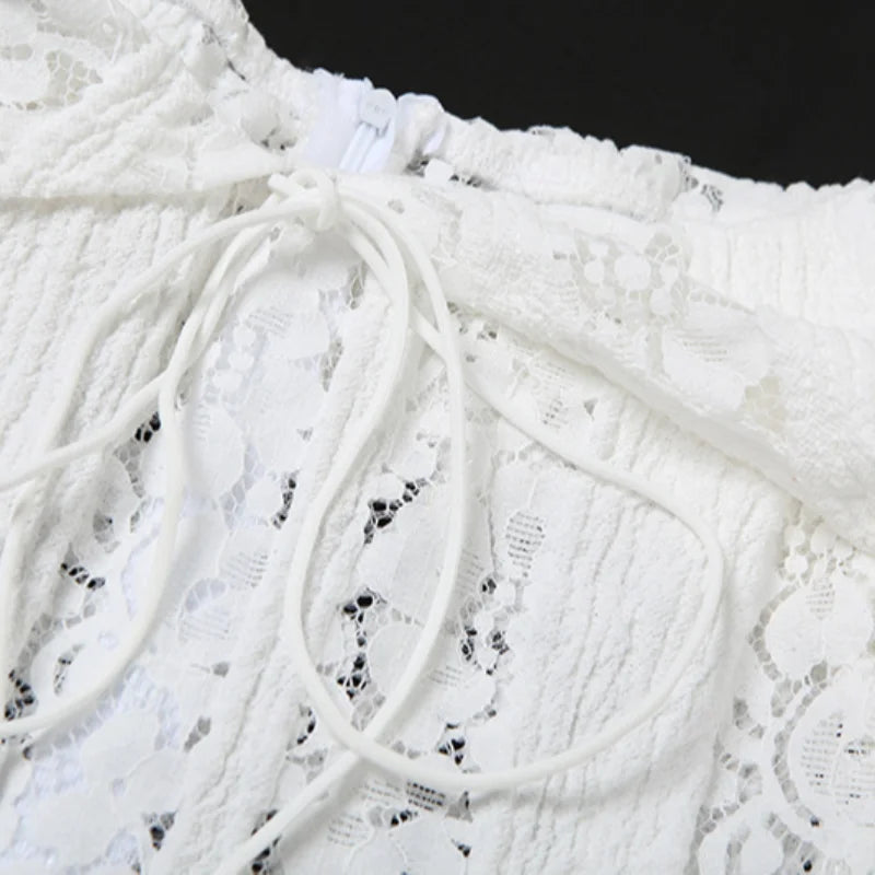 Women's Off-Shoulder Lace-Up Spaghetti Strap Mini Dress