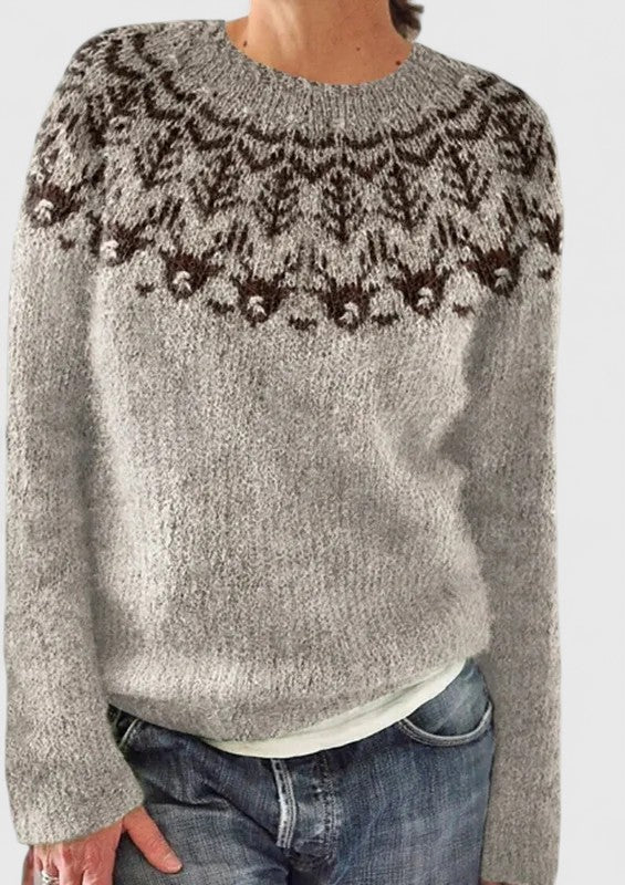 Elyvianne | Women's Fair Isle Crew Neck Sweater