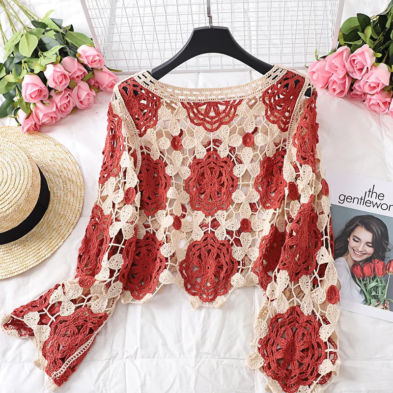 Multihued Y2K Baggy Crochet Knit Cardigan – view 16