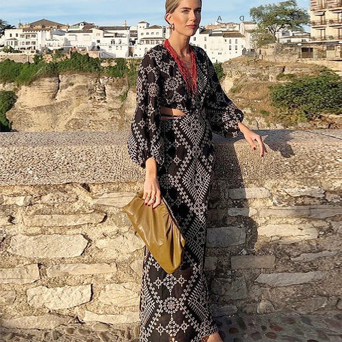 Antique Cultural Stitching Bohemian Dress