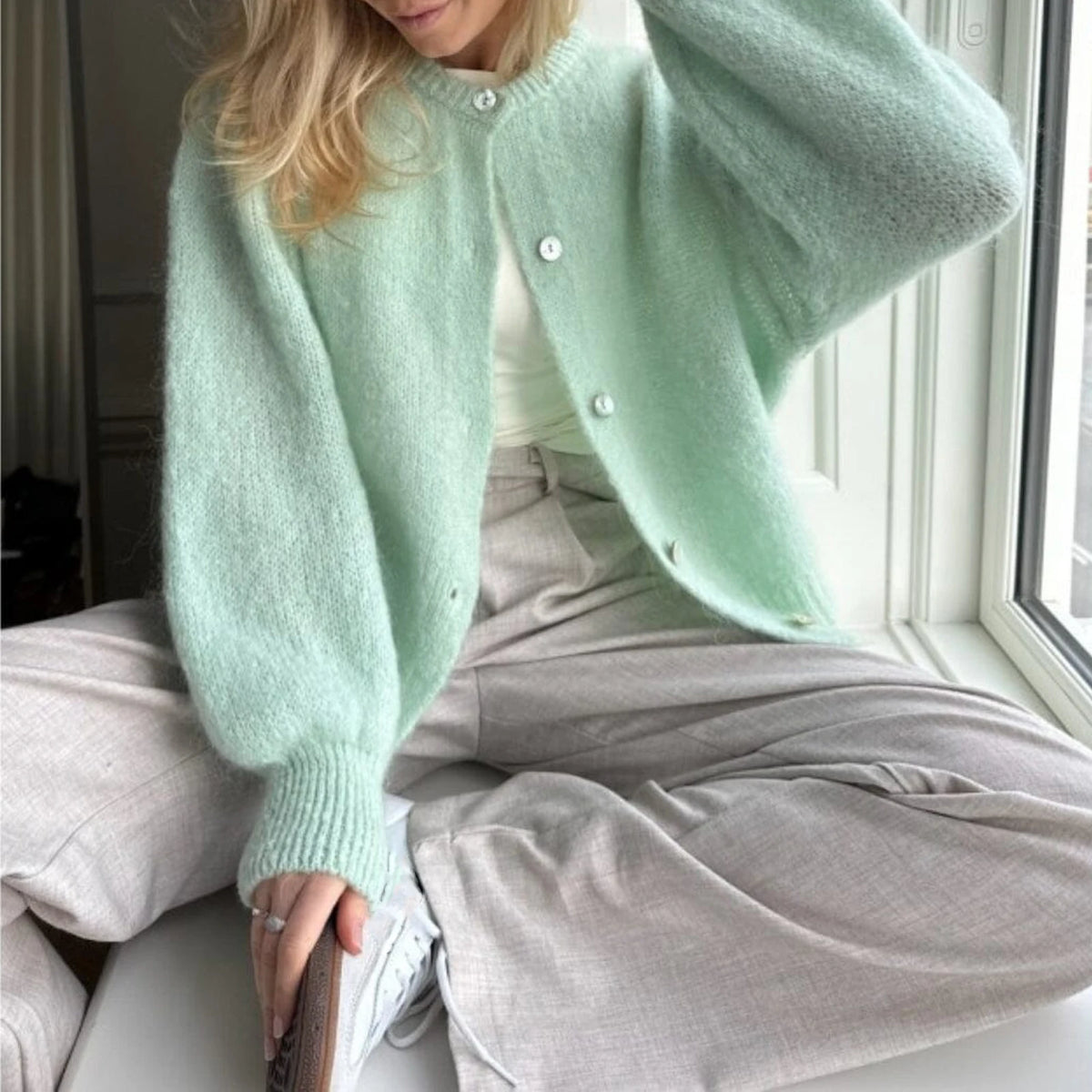 Y2K Lengthy Sleeve Pullover Knit Informal Cardigan – view 3