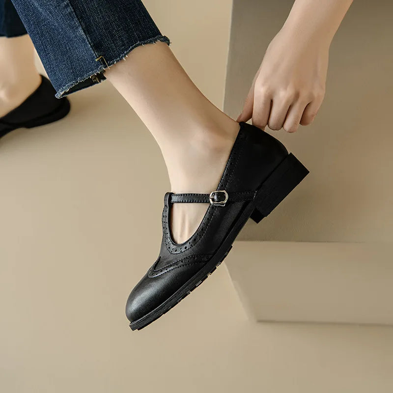 T Strap Block Heel Mary Janes