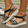 Striped Metallic Espadrille Wedge Sandal - Summer Resort