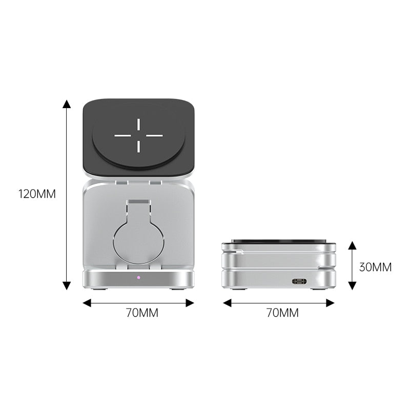 3 in 1 Foldable Stainless Steel Charging Dock 30W