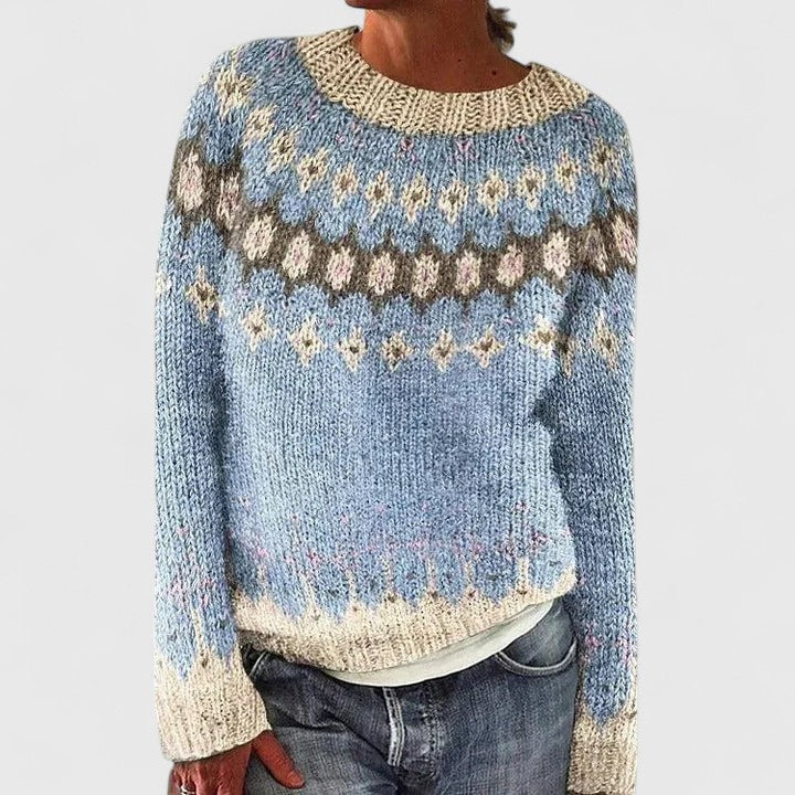 Elyvianne | Women's Fair Isle Crew Neck Sweater