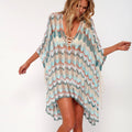 Soft Crochet Tunic Plunging Neckline Bohemian Seaside Cover up