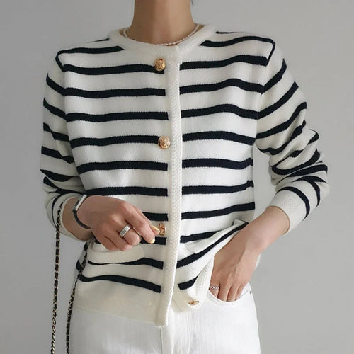 Antique Banded Baggy Knitting Plain Knit Cardigan – view 2