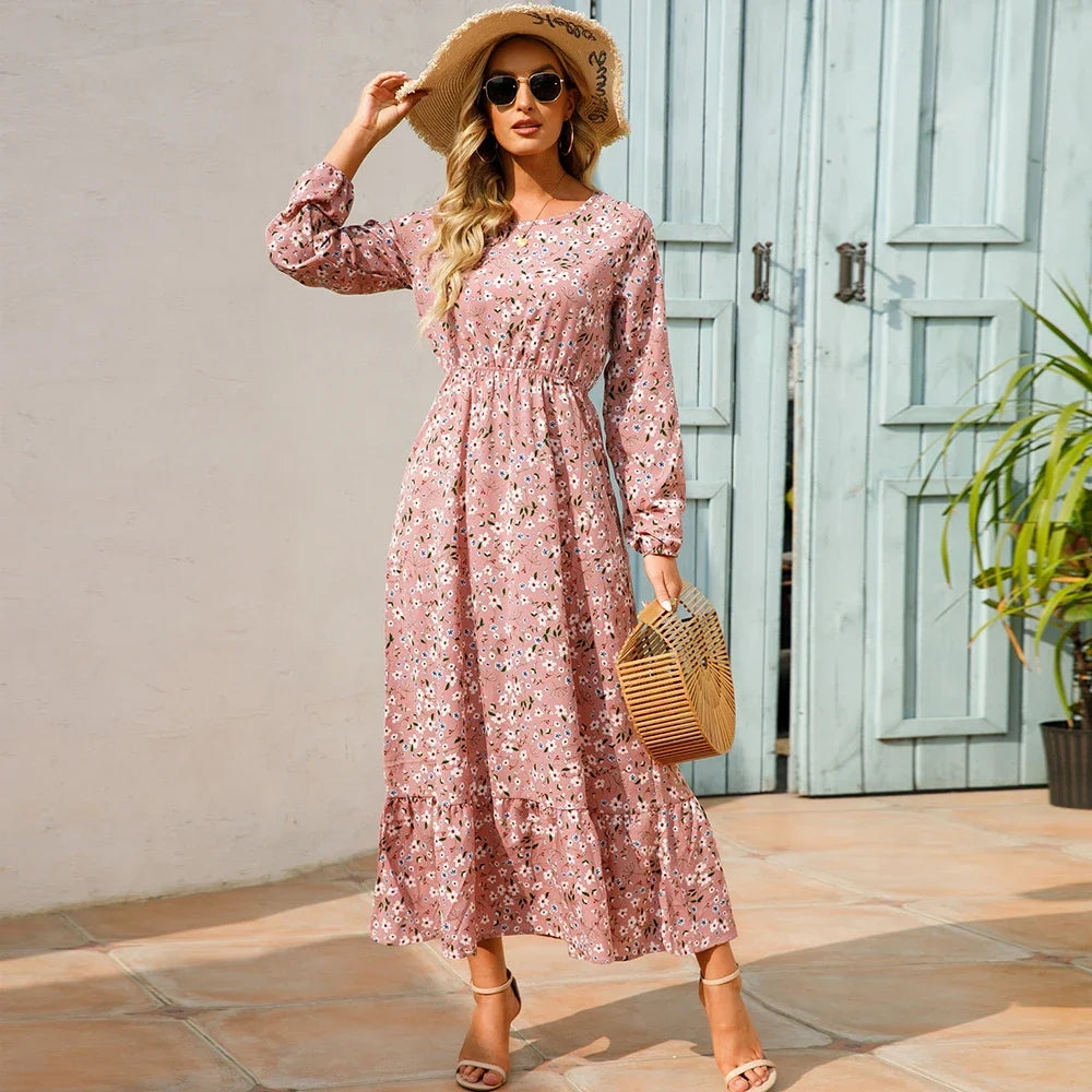 Free-spirited Women’s Chiffon Floral Maxi Dress