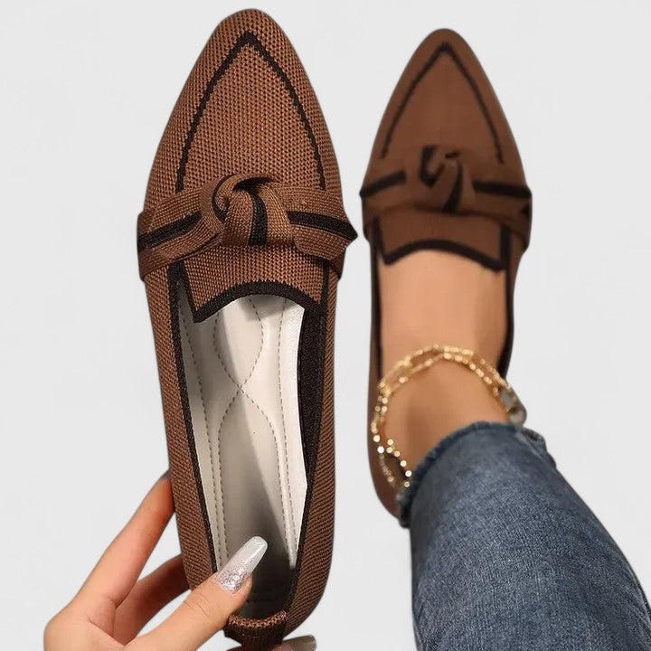 Contrast Trim Knit Pointed Toe Slip-On Loafer