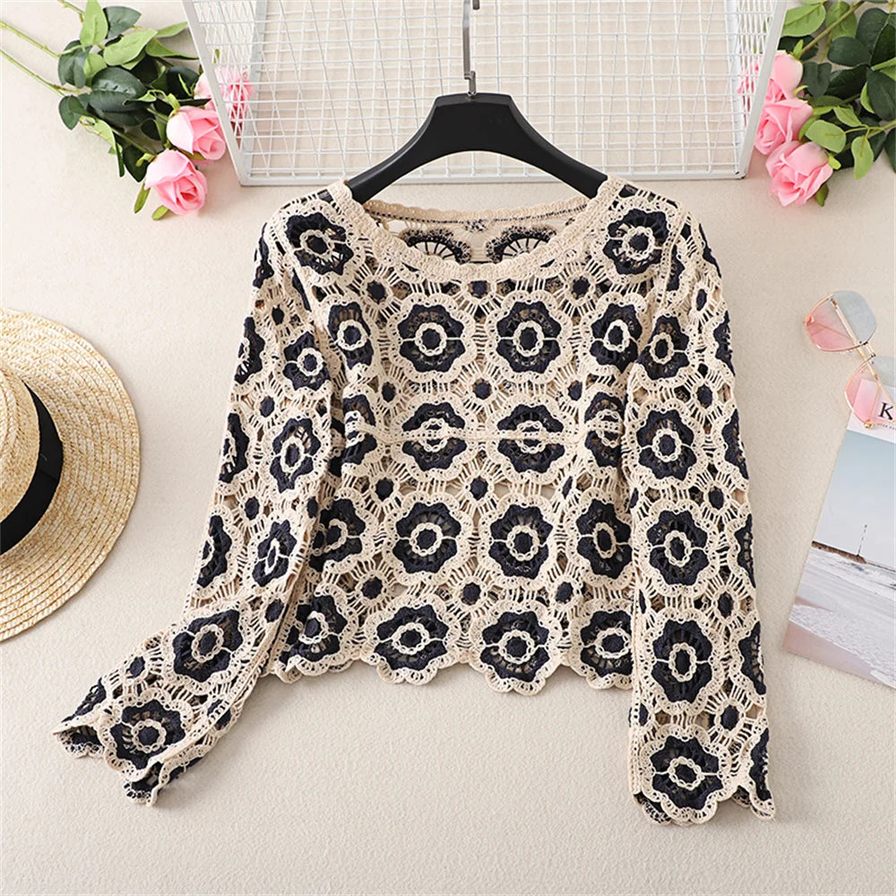 Multihued Y2K Baggy Crochet Knit Cardigan – view 17