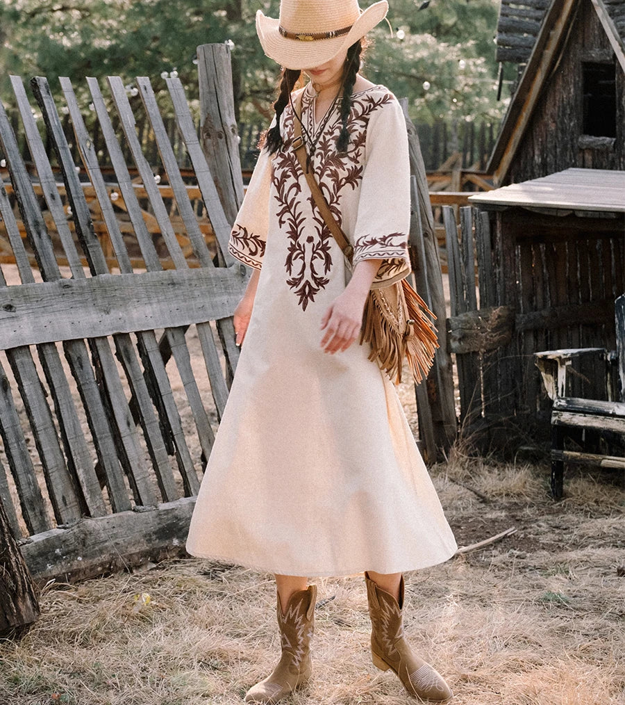 Soft Linen Flowery Bohemian Dress – view 3