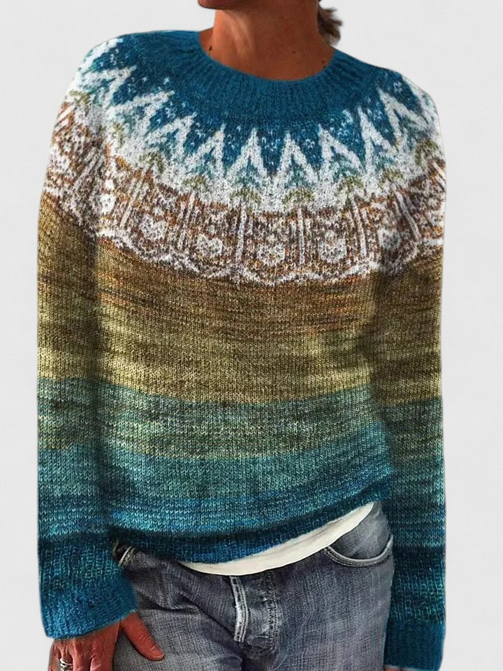 Elyvianne | Women's Fair Isle Crew Neck Sweater